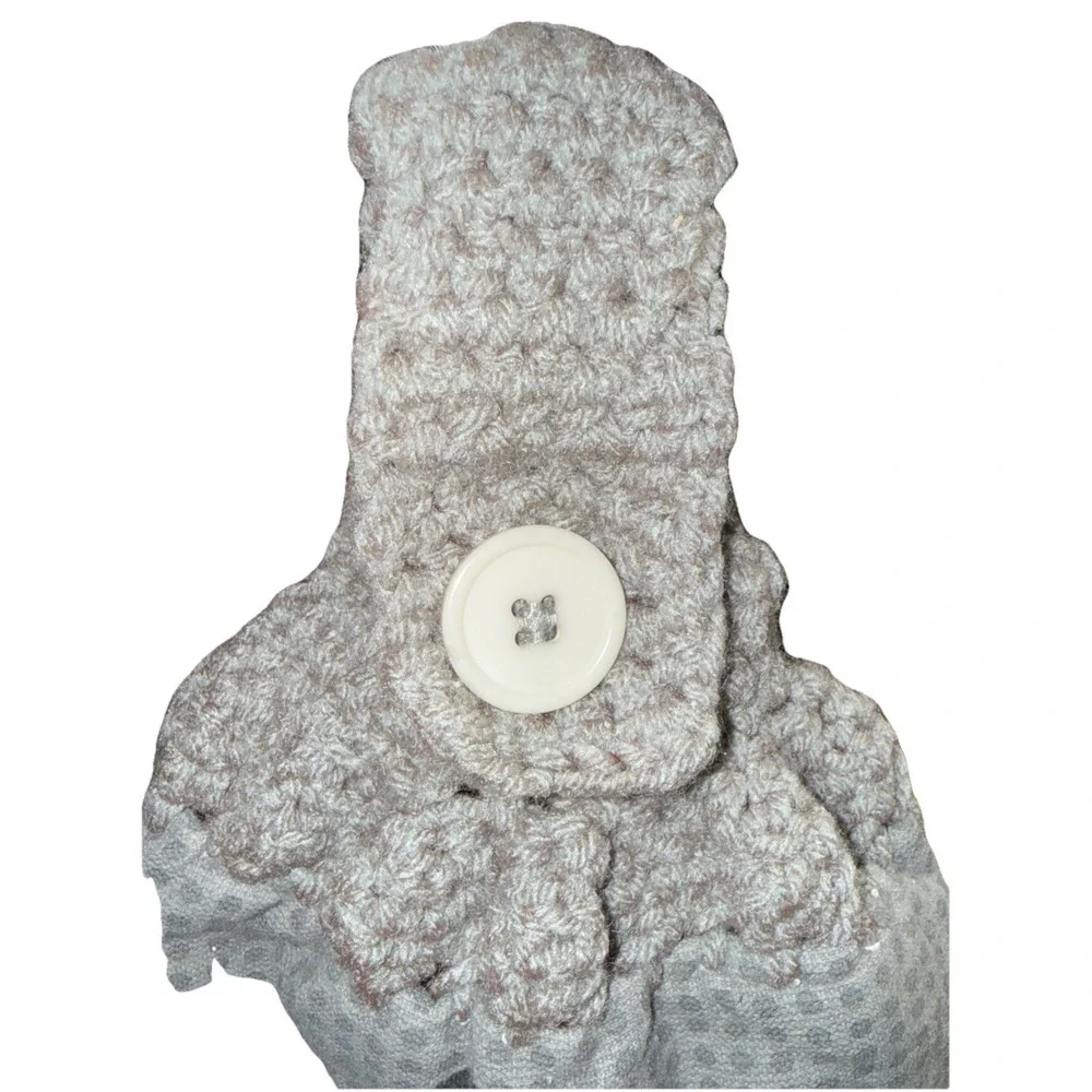 Disney Crochet‎ Top Hanging Kitchen Mickey Mouse Towel Gray Top with Gray Button